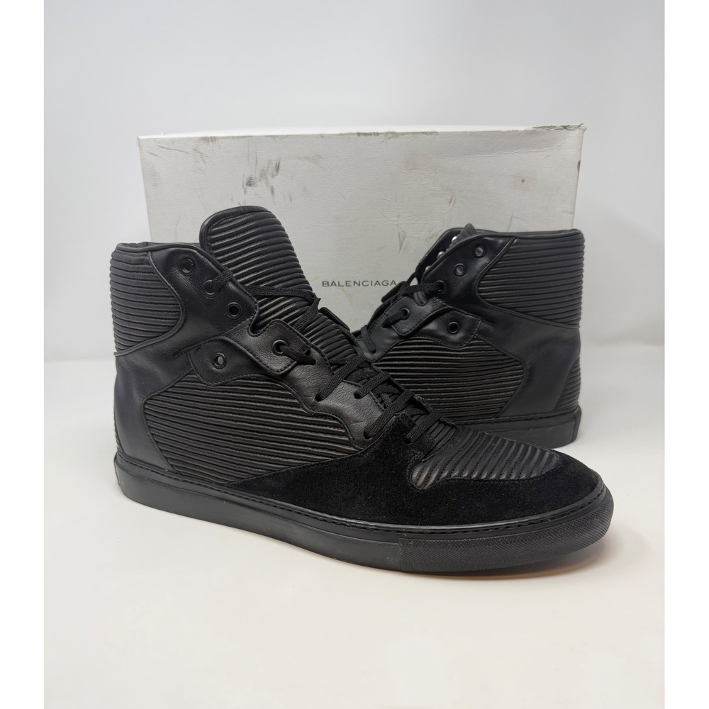 Balenciaga Pleated High Top Sneaker Black Size 14 US 47 EU